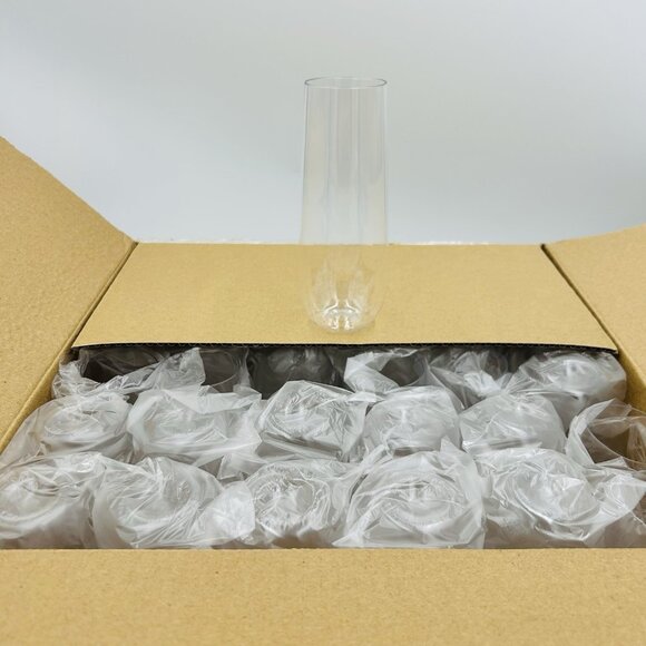 Clear Stemless Champagne Flutes Plastic 36 Pack - 9oz Glasses NEW - Picture 1 of 6